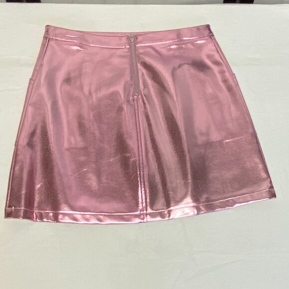 Art Class Junior Vegan Faux Leather Pleather A Line Mini Skirt Metallic Pink NWT - Picture 8 of 10